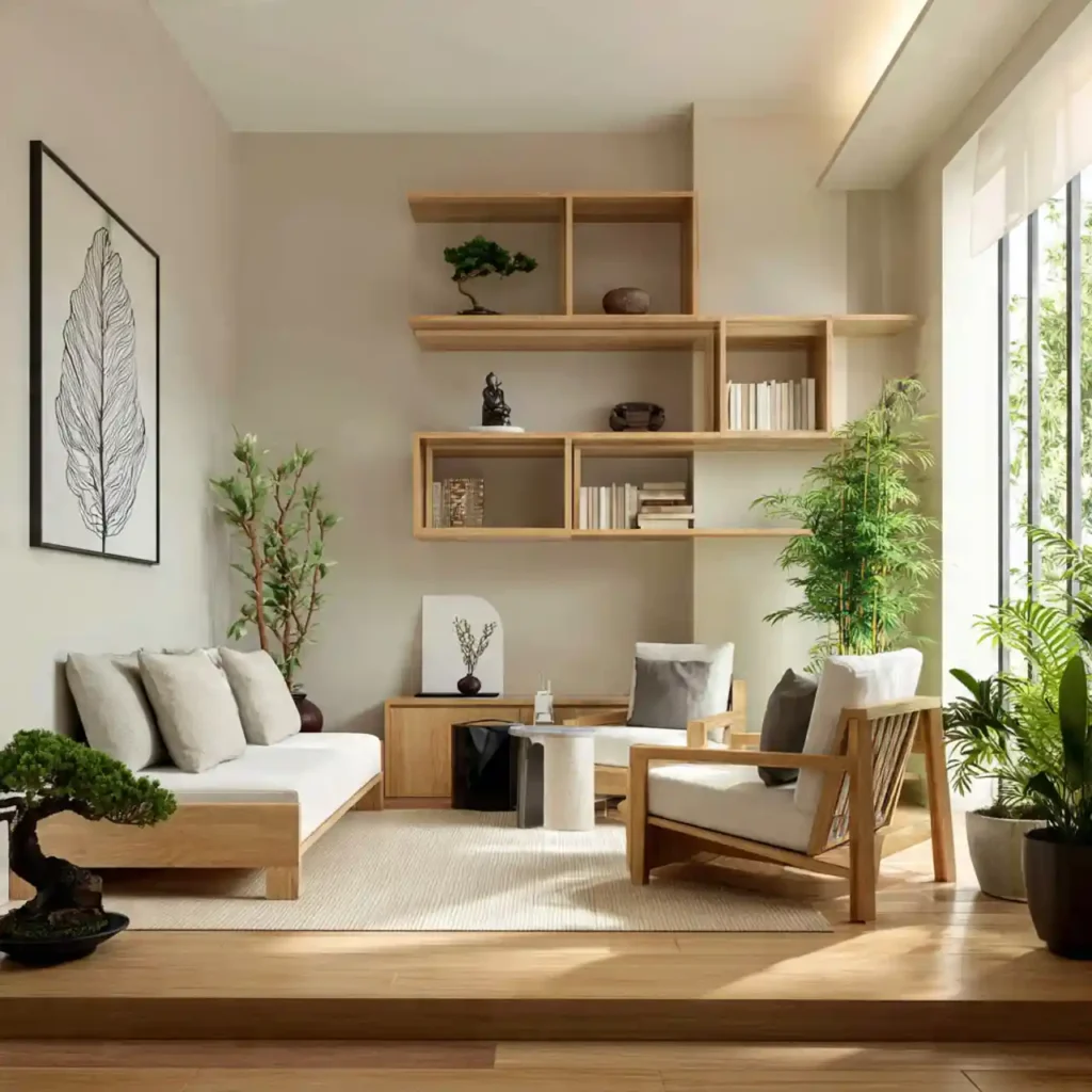 2-Japanese Zen Living Room Idea