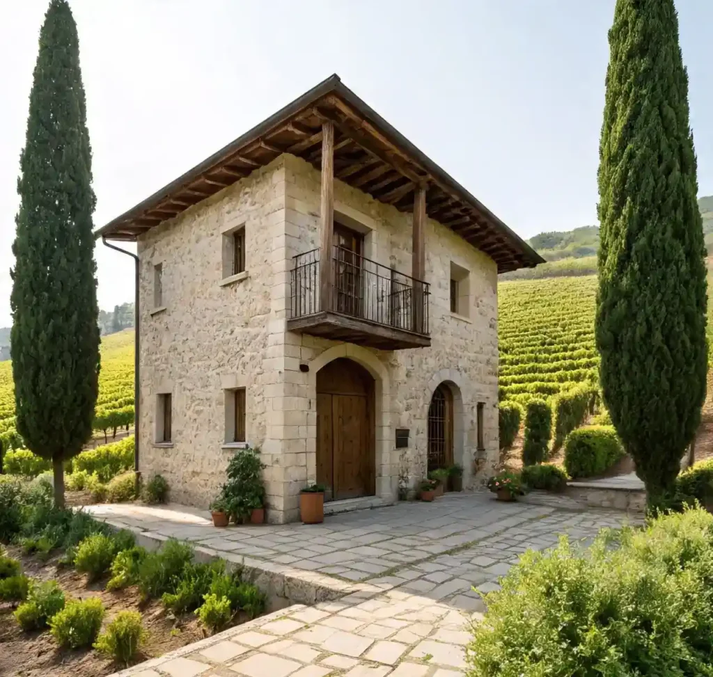3-Rustic Stone Farmhouse-Italian House Design Idea