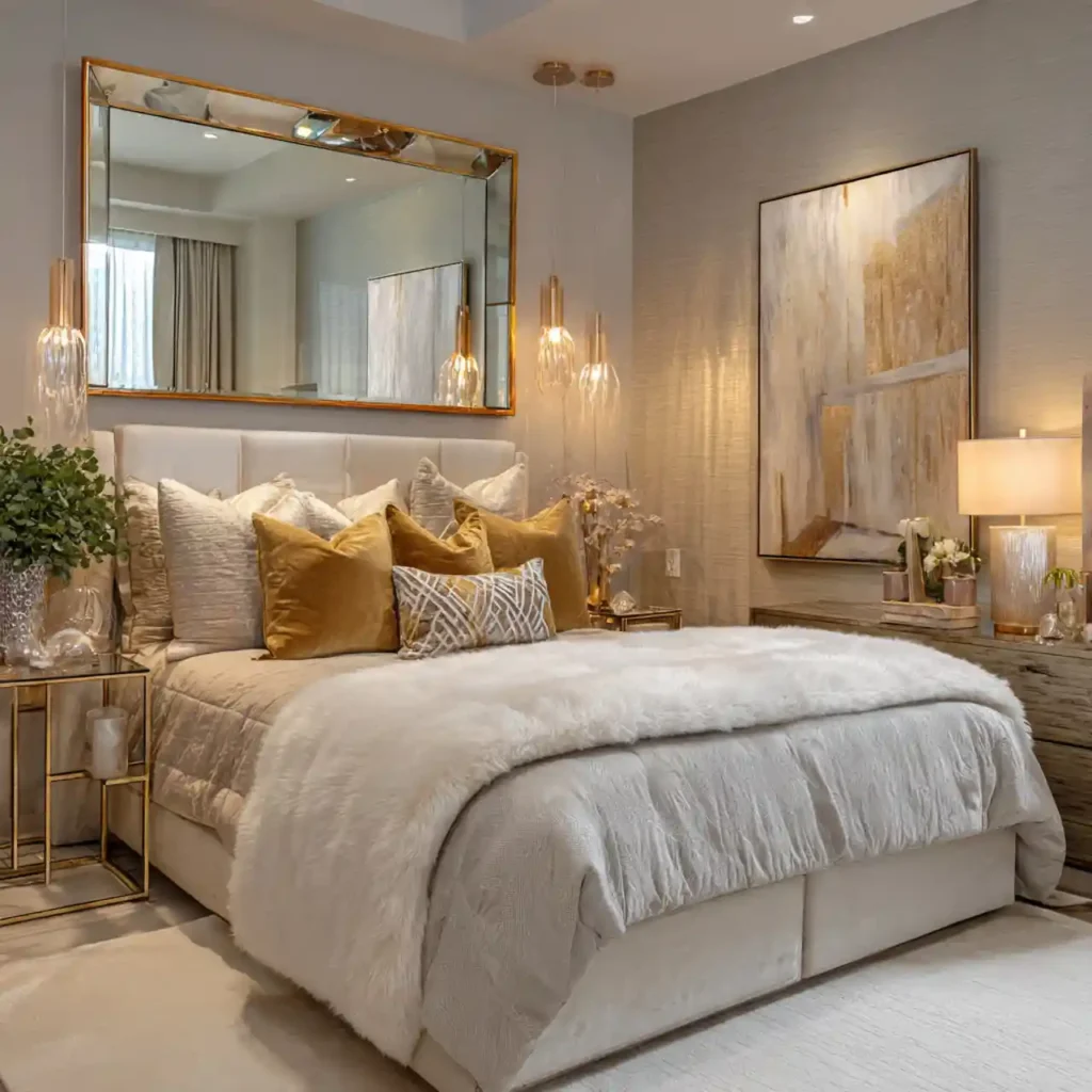 10 Glass & Gold Modern Bedroom Ideas