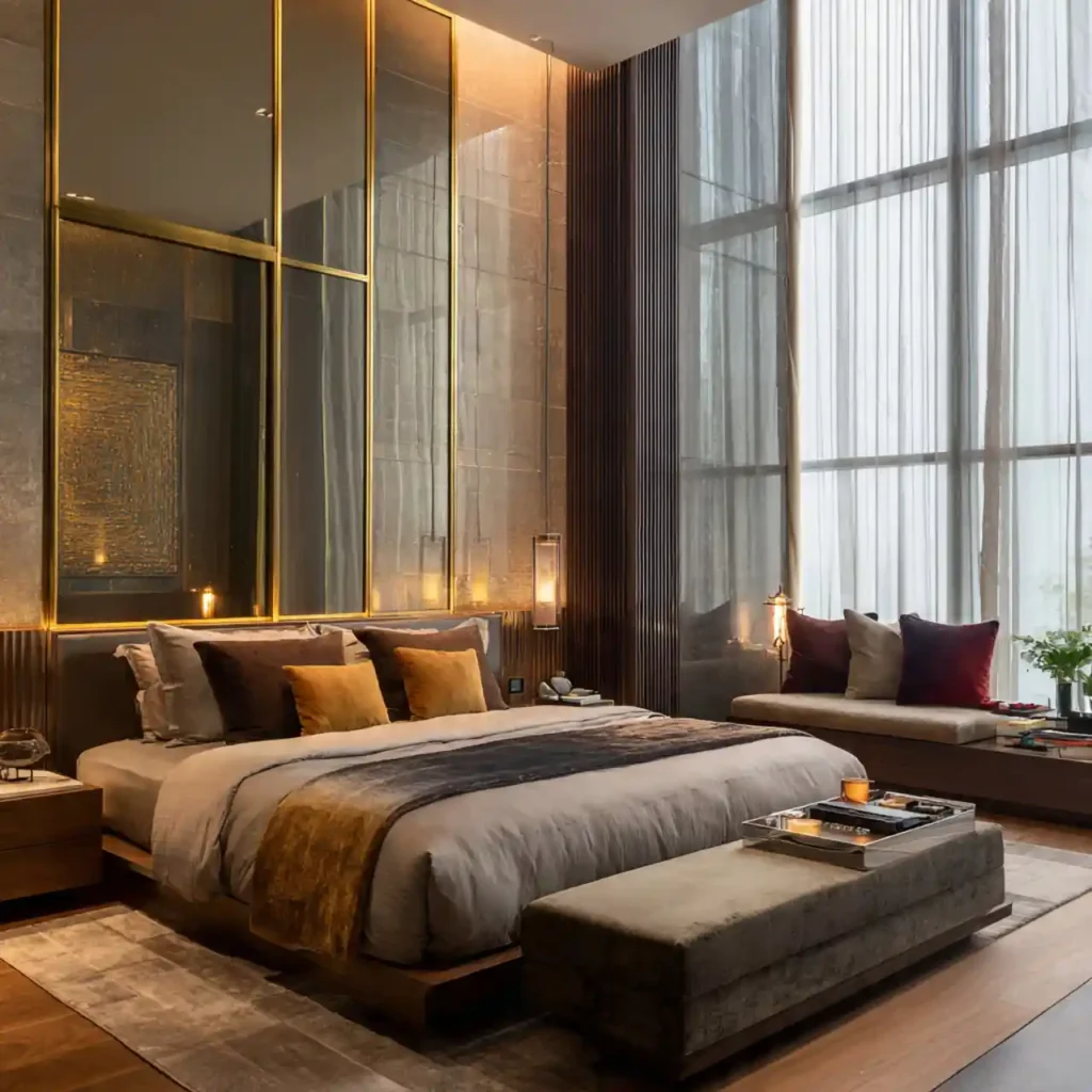 14 Glass & Gold Modern Bedroom Ideas