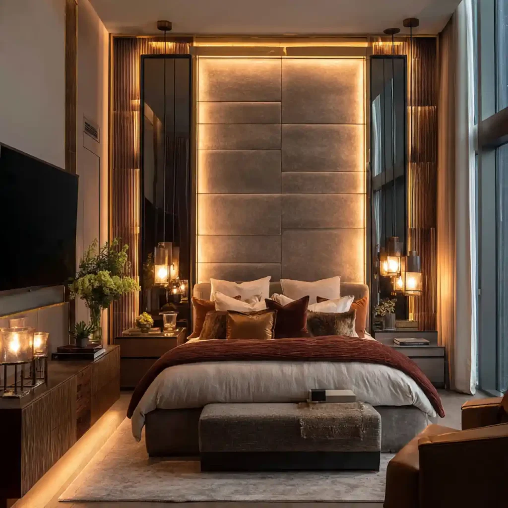 20 Glass & Gold Modern Bedroom Ideas