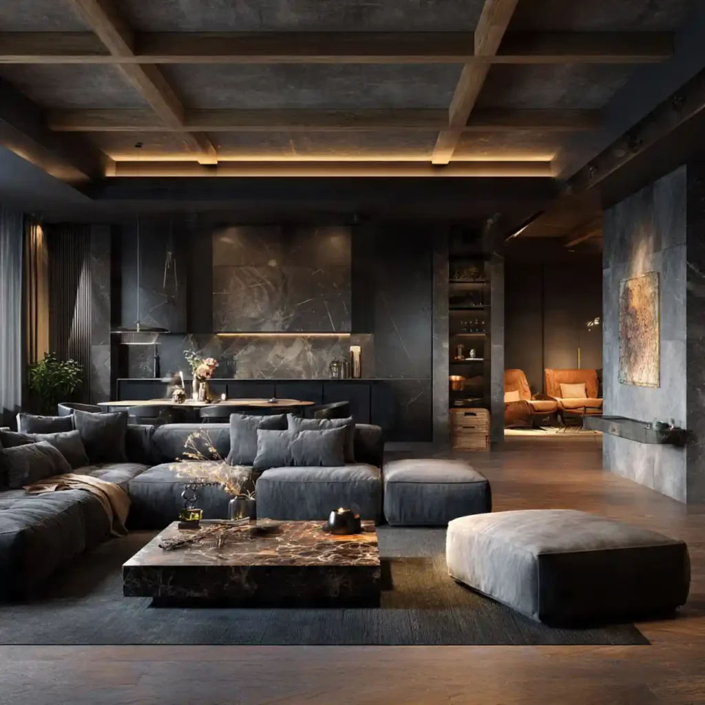 30 Dark Natural Interiors Moody Design Idea