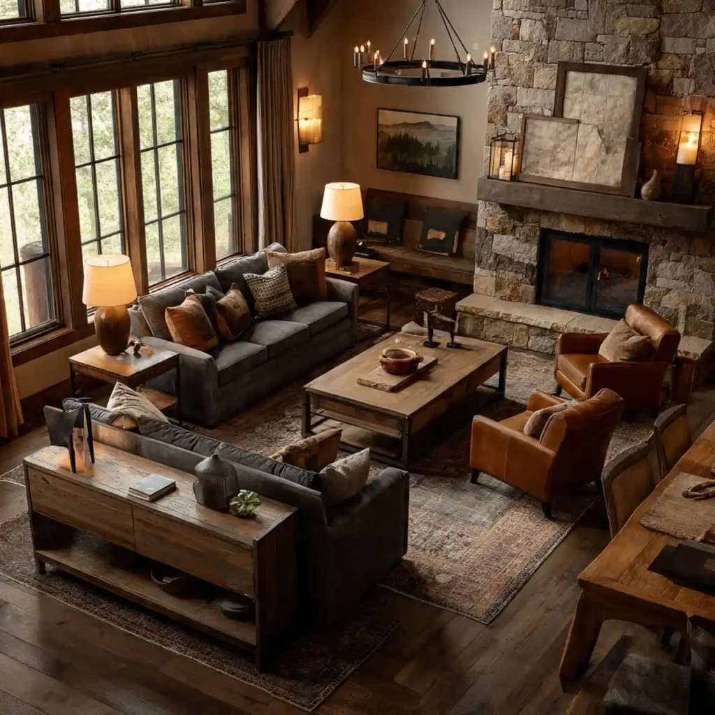 9 Luxe Forest Retreat Living Room Idea