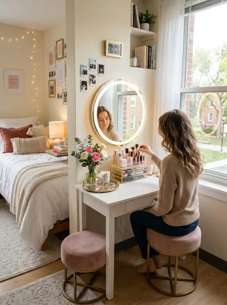 17. Style a Budget-Friendly Vanity Corner