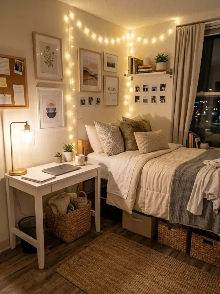 2. Upgrade Your Lighting with Warm LED Lamps-Budget-Friendly Dorm Room Ideas