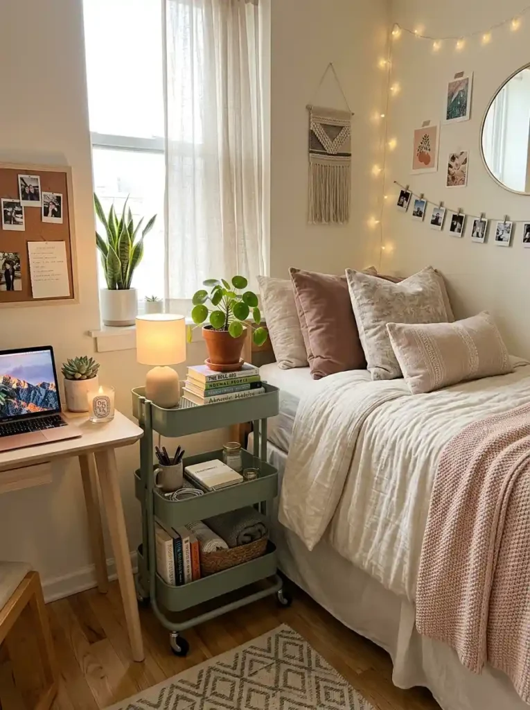 4. Replace Nightstands with Rolling Storage Carts