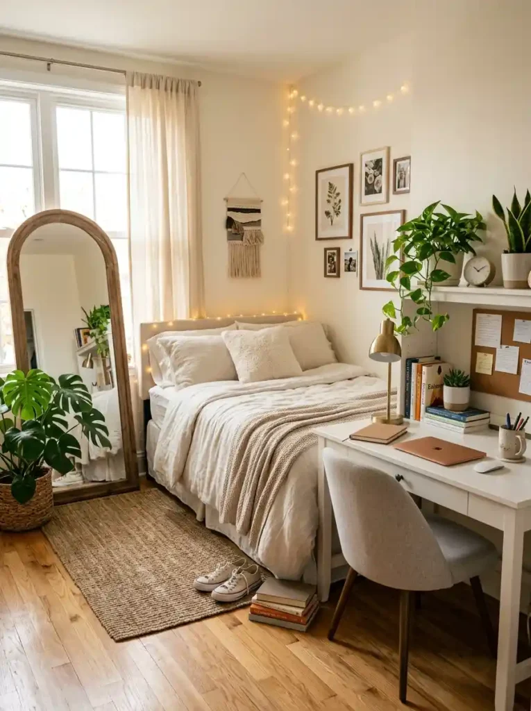 5. Add an Oversized Mirror to Brighten the Room