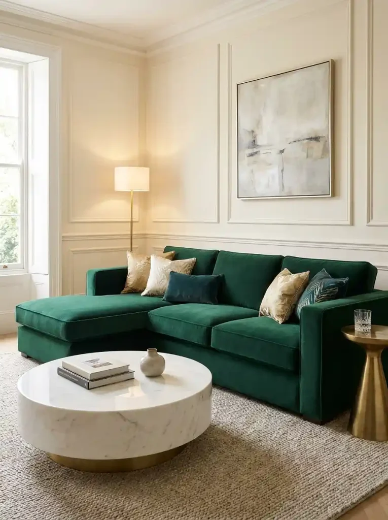2. Luxurious Velvet Corner Sofa