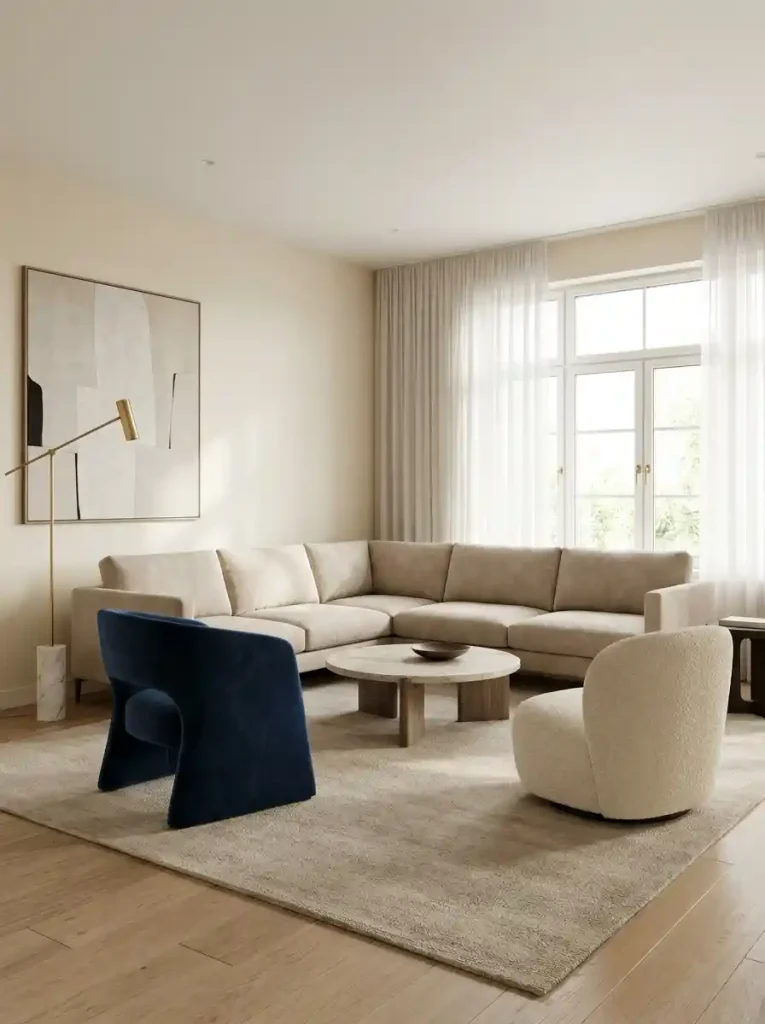 20. Modern Corner Sofa With Accent Chairs