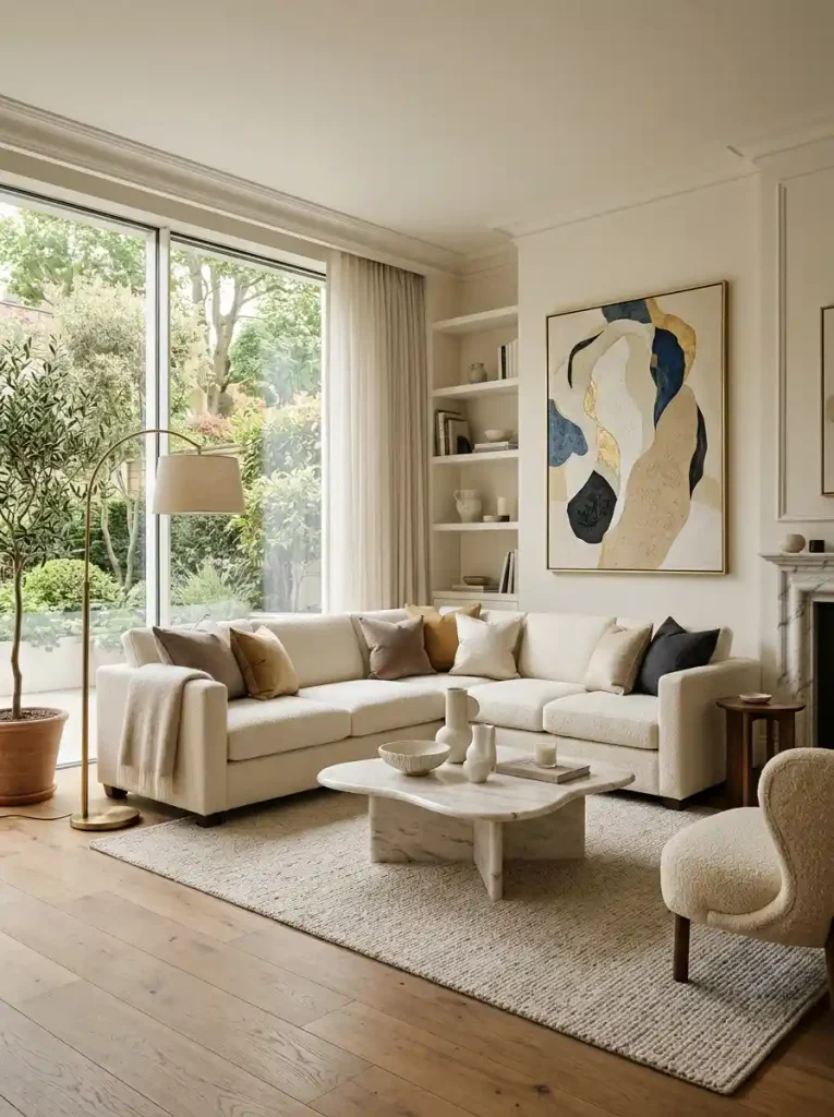 21. Elegant Corner Sofa With Statement Décor