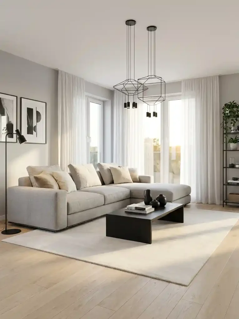 3. Light Gray L-Shaped-Corner Sofa Designs