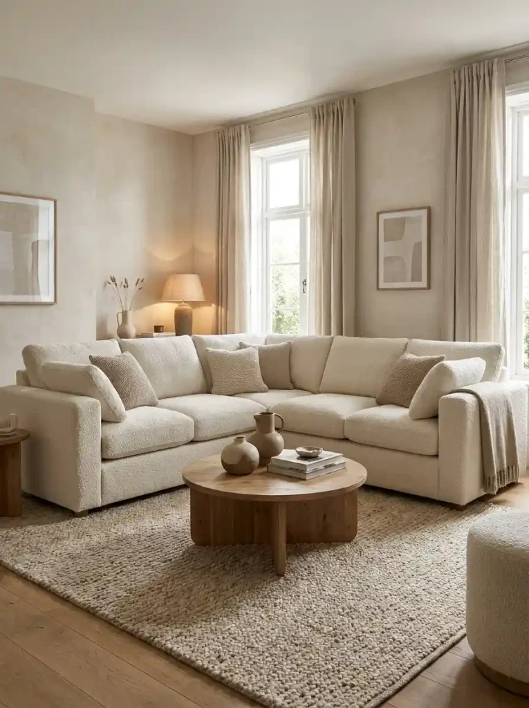 4. Cozy Cream Corner Sofa