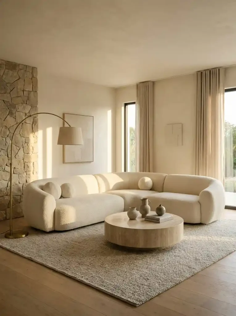8. Curved Corner Sofa Design