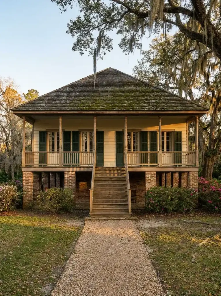 1. Classic Raised Cottage-Louisiana Creole House Exterior Ideas