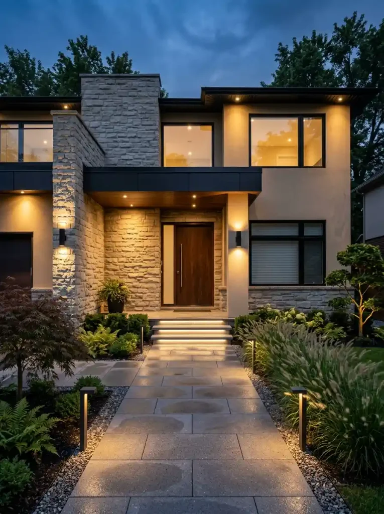 14. House Front With Layered Lighting