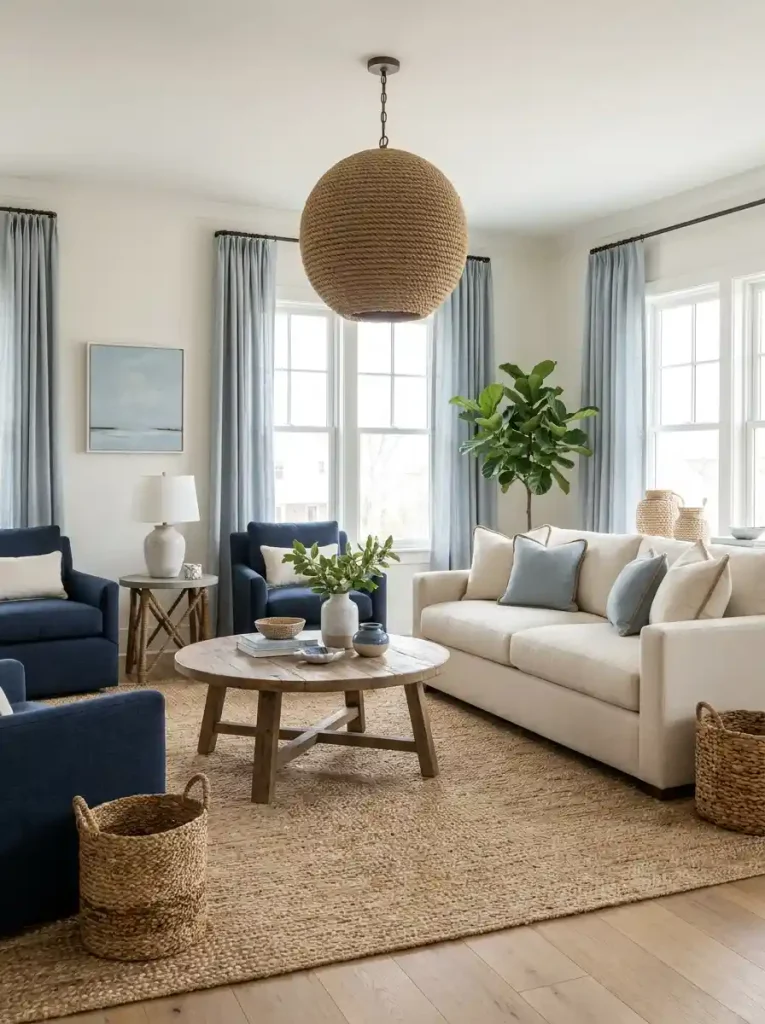14. Nautical Living Room With Rope Accents