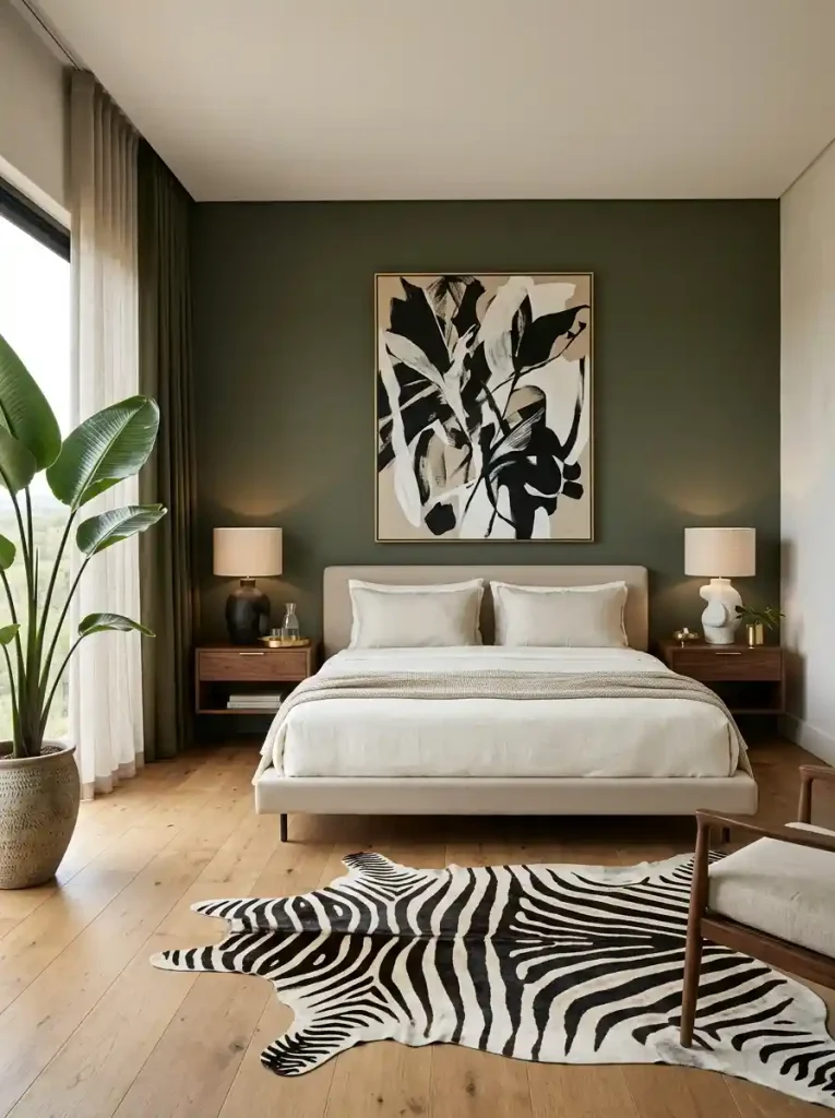 15. Contemporary Safari Bedroom with Minimal Styling