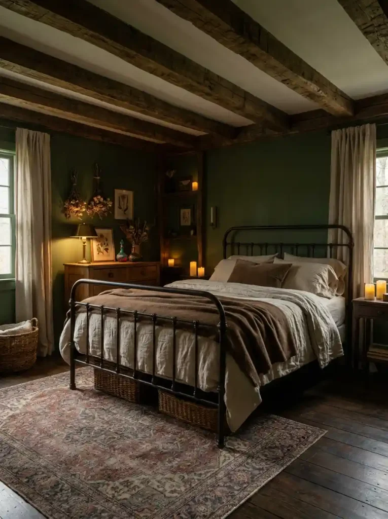 15. Dark Cottage Whimsical Bedroom