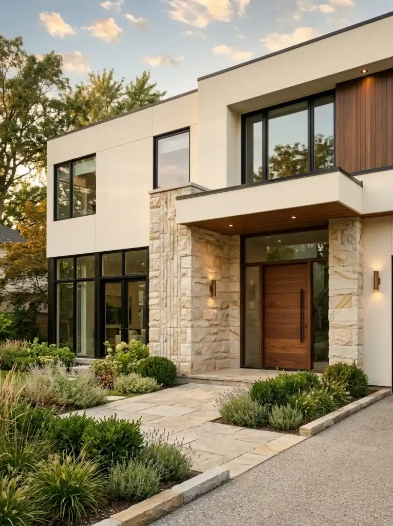 16. House Front With a Textured Accent Wall