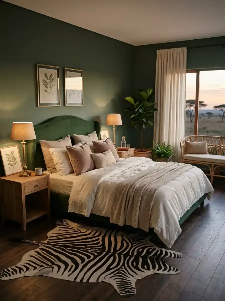 18. Romantic Green Safari Bedroom