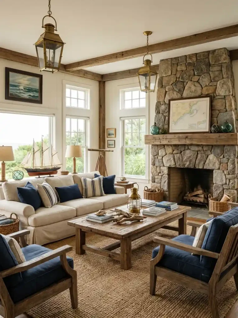 18. Rustic Nautical Living Room Makeover