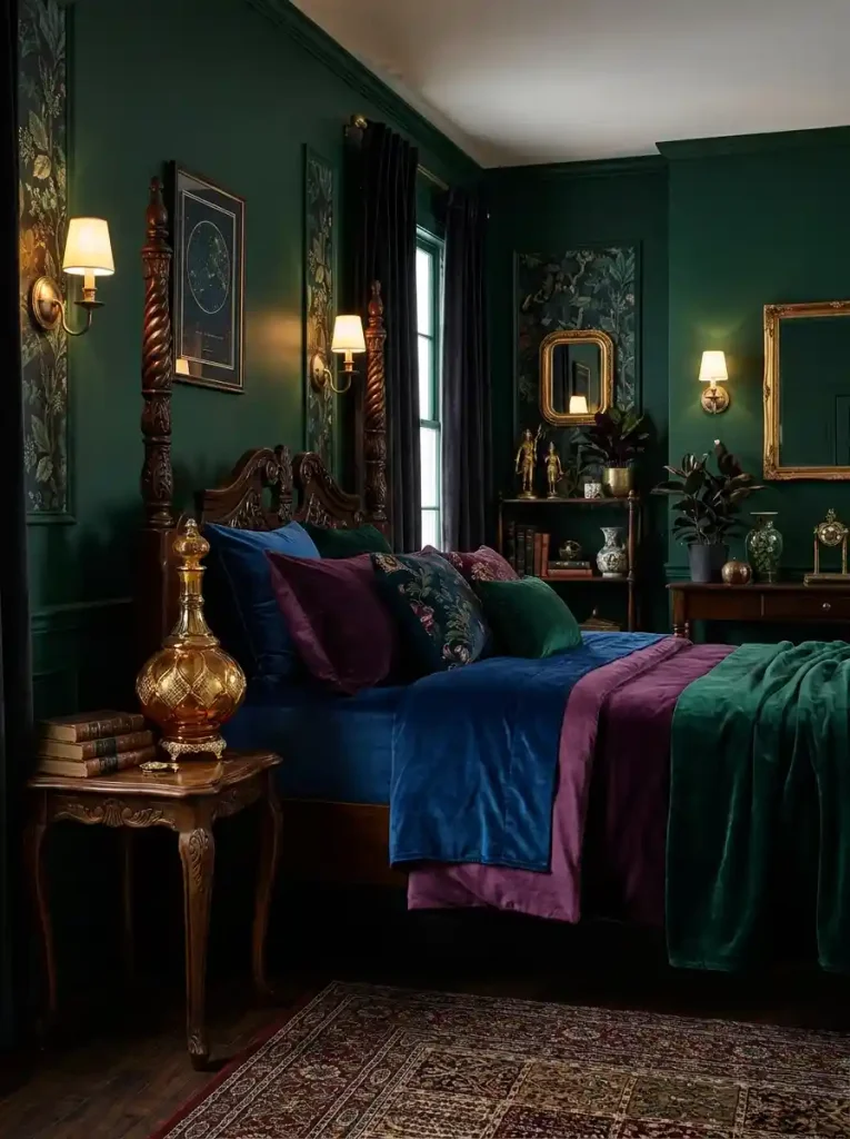 19. Maximalist Dark Whimsical Bedroom