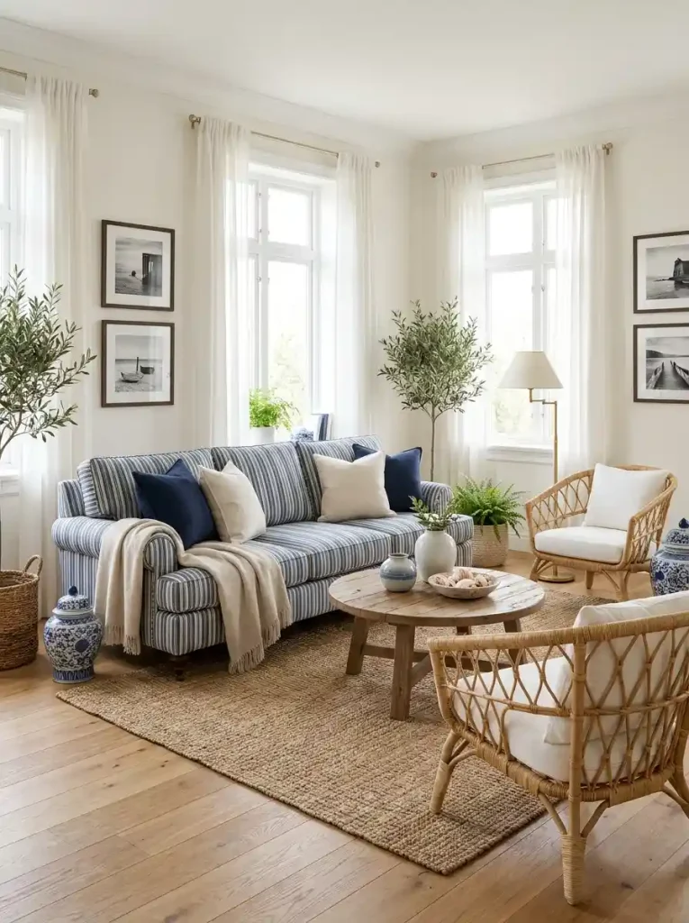 4. Striped Nautical Sofa Makeover