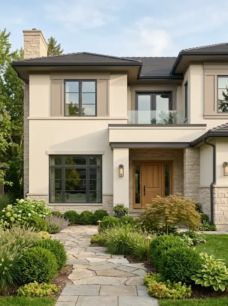 5. Elegant House Front With Soft Neutral Colors