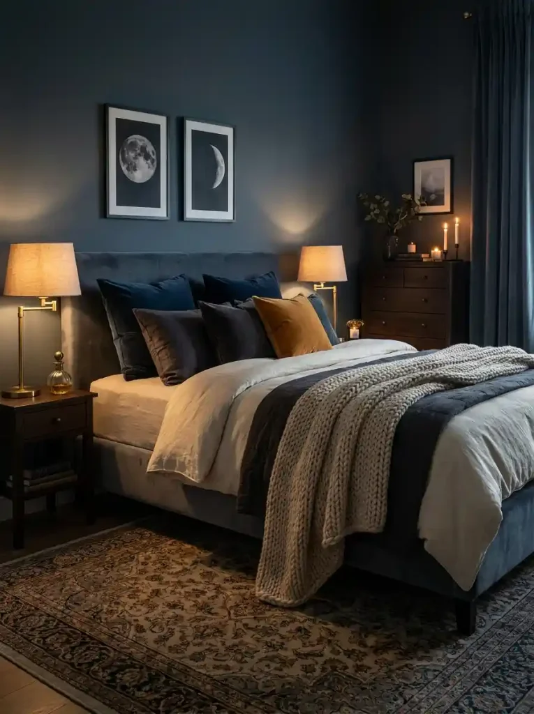 9. Cozy Dark Whimsical Bedroom