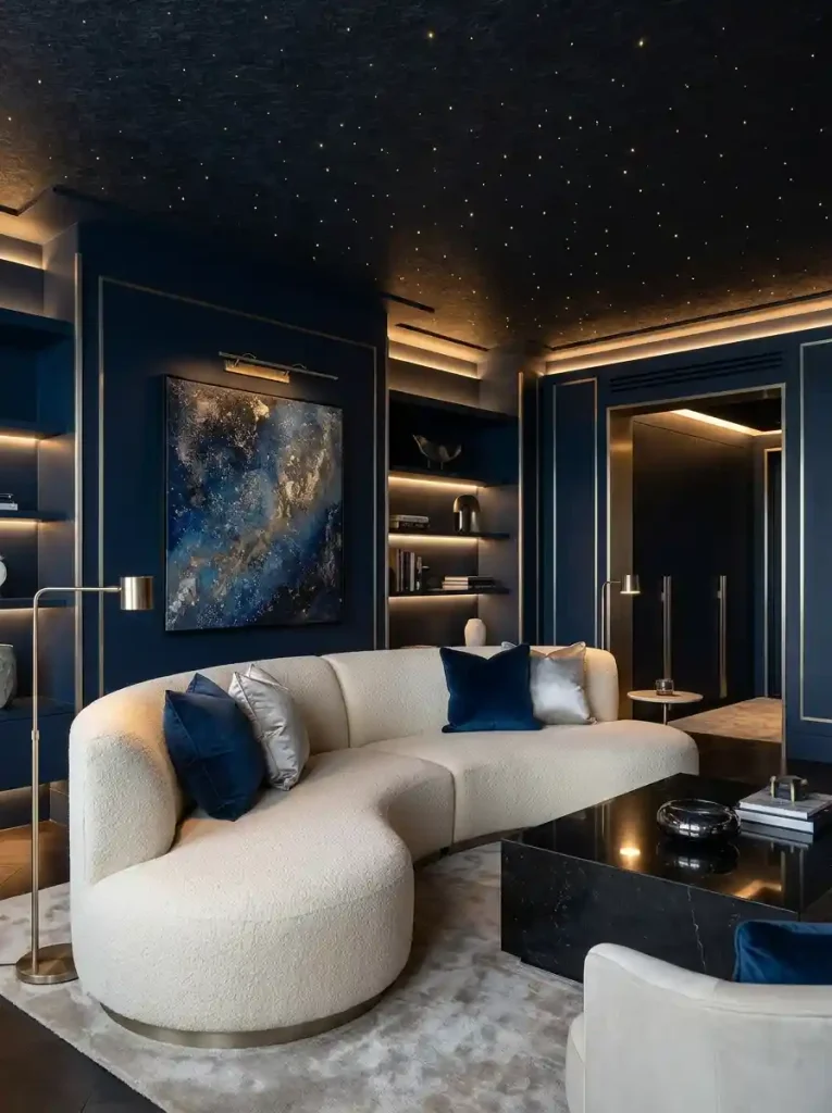 1. Midnight Galaxy Living Rooms-Celestial Home Ideas