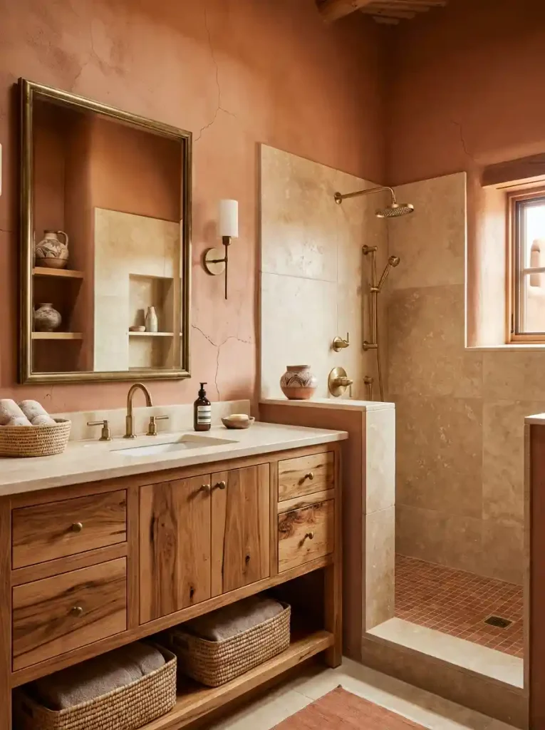 1. Warm Terracotta-Southwestern Style Bathrooms